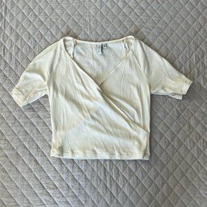 & Other Stories Los Angeles Atelier white wrap cross cross top